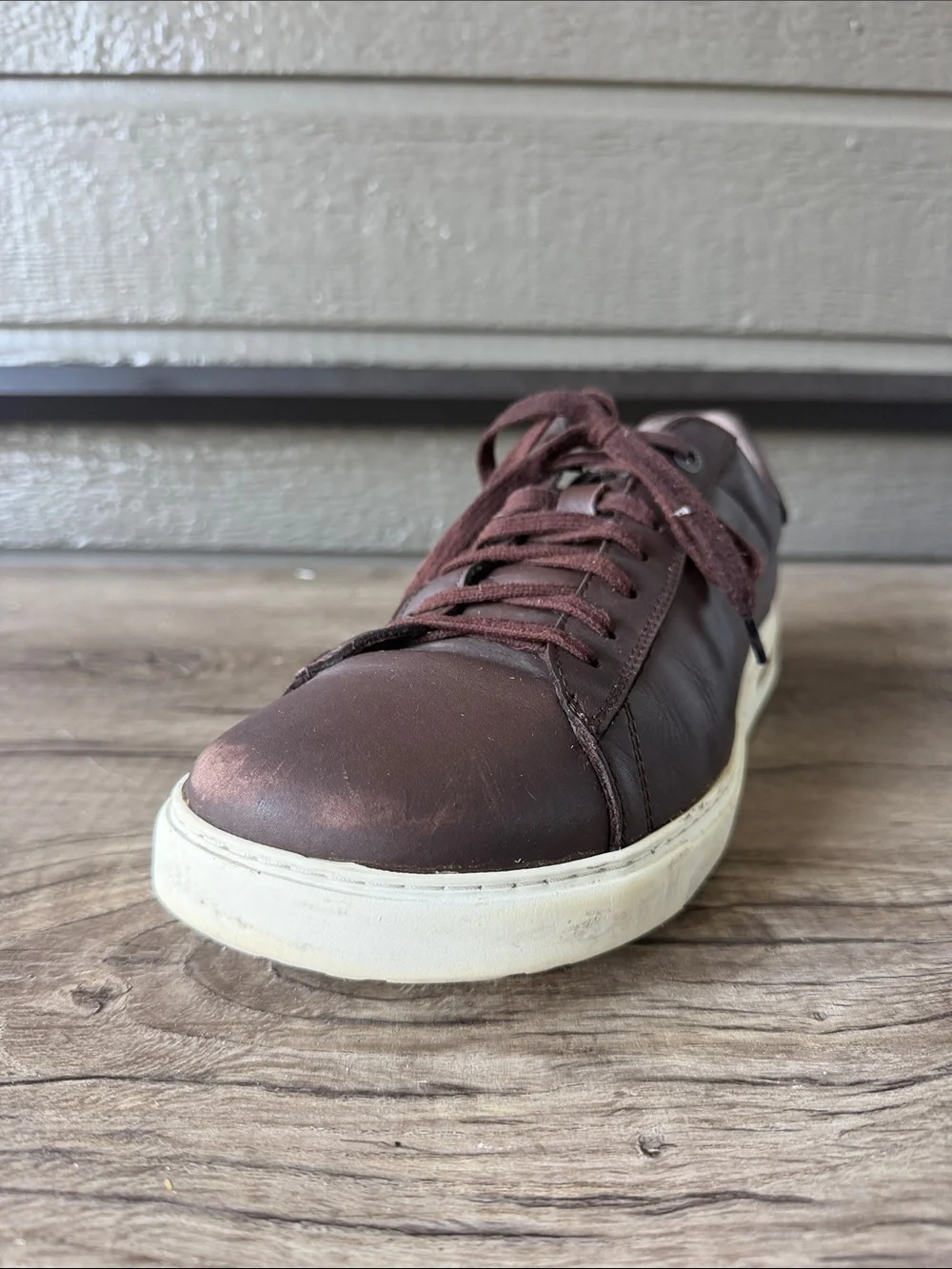 Birkenstock Men's Leather Sneakers - Dark Brown with White Sole size 44